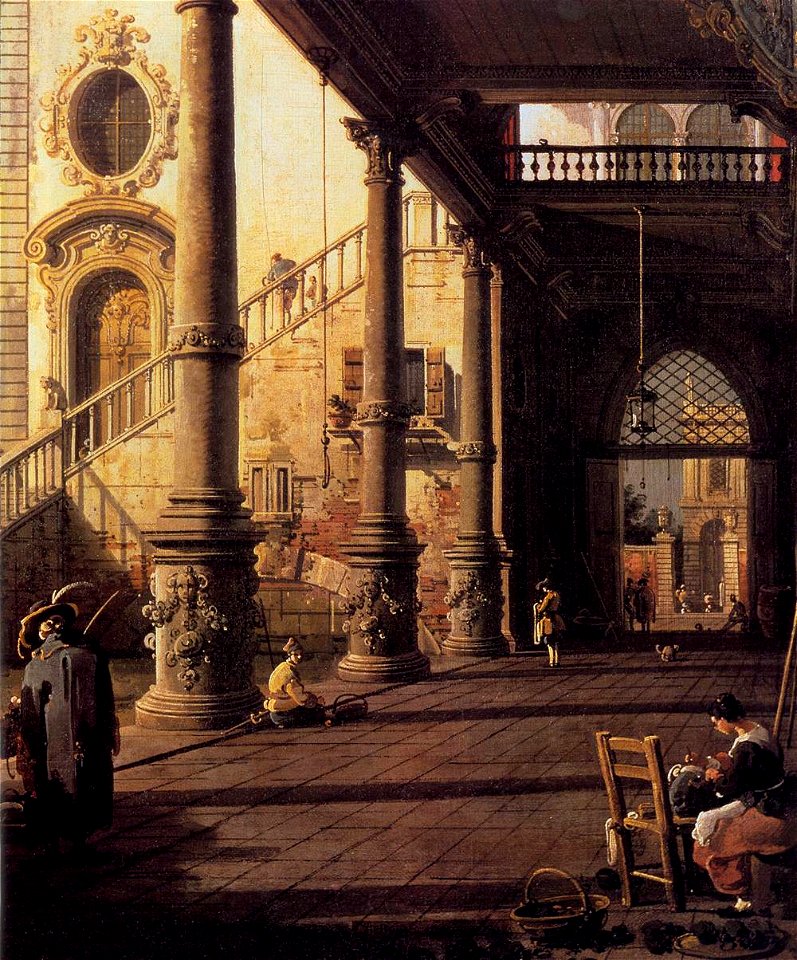Giovanni Antonio Canal, il Canaletto - Perspective View with Portico (detail) - WGA03966