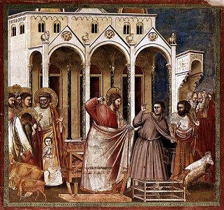 Giotto di Bondone - No. 27 Scenes from the Life of Christ - 11. Expulsion of the Money-changers from the Temple - WGA09209