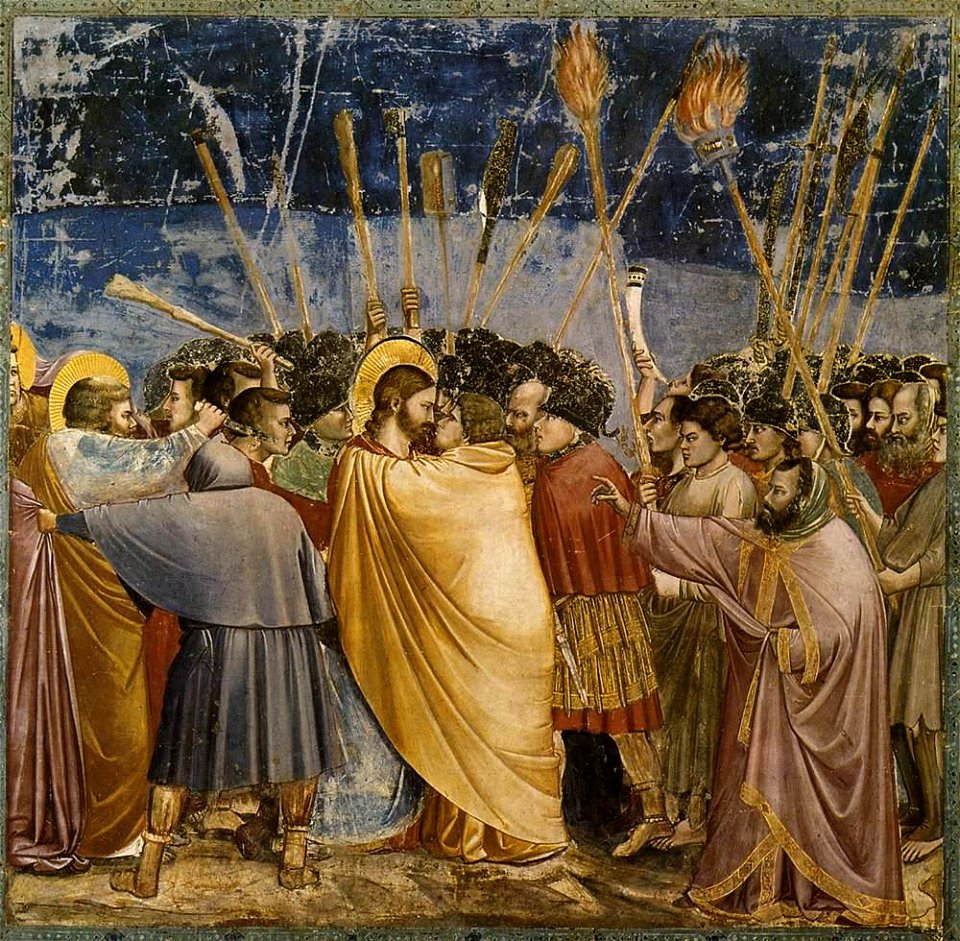 Giotto di Bondone - No. 31 Scenes from the Life of Christ - 15. The Arrest of Christ (Kiss of Judas) - WGA09216