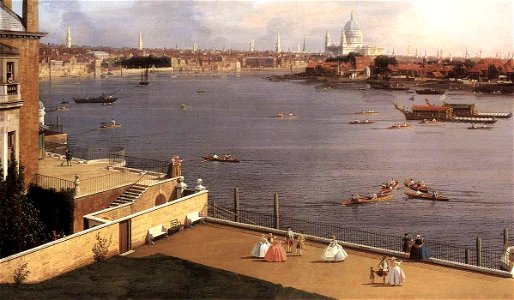 Giovanni Antonio Canal, il Canaletto - London - The Thames and the City of London from Richmond House (detail) - WGA03945