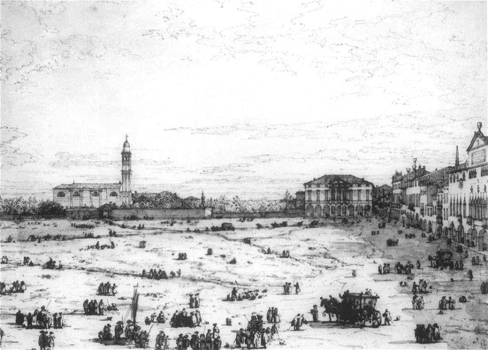 Giovanni Antonio Canal, il Canaletto - Padua - The Prato della Valle with Santa Giustinia and the Church of Misericordia (sheet 2) - WGA03983