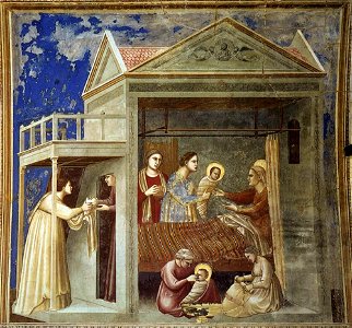 Giotto di Bondone - No. 7 Scenes from the Life of the Virgin - 1. The Birth of the Virgin - WGA09179
