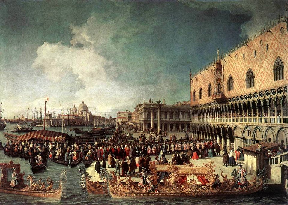 Giovanni Antonio Canal, il Canaletto - Reception of the Ambassador in the Doge's Palace - WGA03886