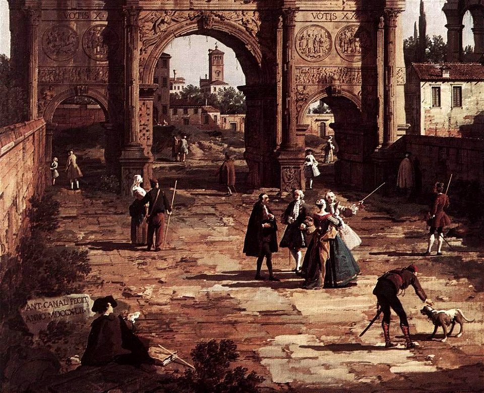Giovanni Antonio Canal, il Canaletto - Rome - The Arch of Constantine (detail) - WGA03925