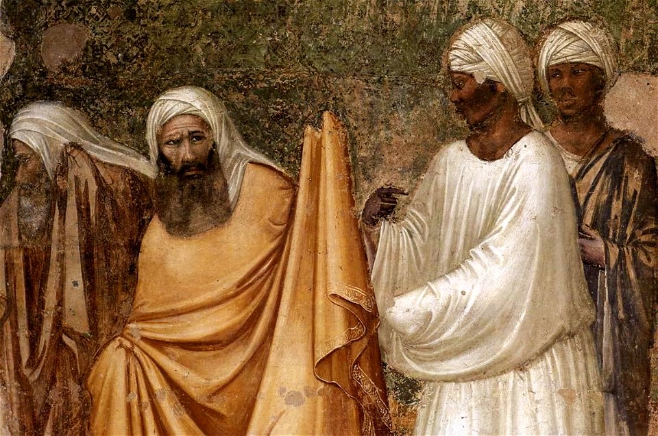 Giotto di Bondone - Scenes from the Life of Saint Francis - 6. St Francis before the Sultan (detail) - WGA09314
