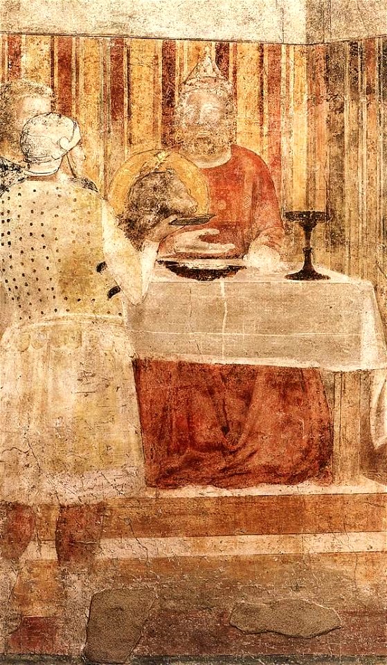Giotto di Bondone - Scenes from the Life of St John the Baptist - 3. Feast of Herod (detail) - WGA09293