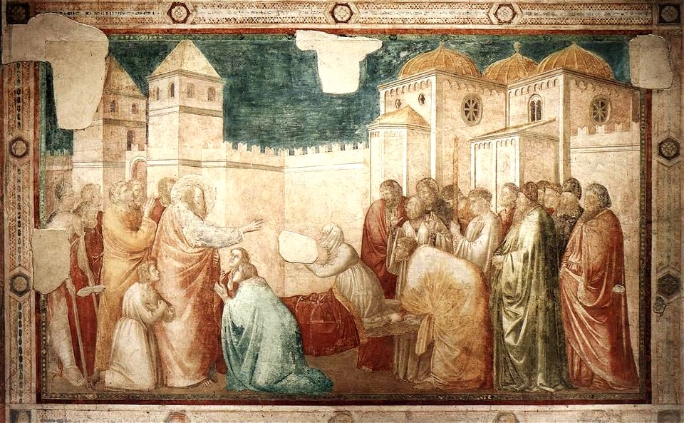 Giotto di Bondone - Scenes from the Life of St John the Evangelist - 2. Raising of Drusiana - WGA09296