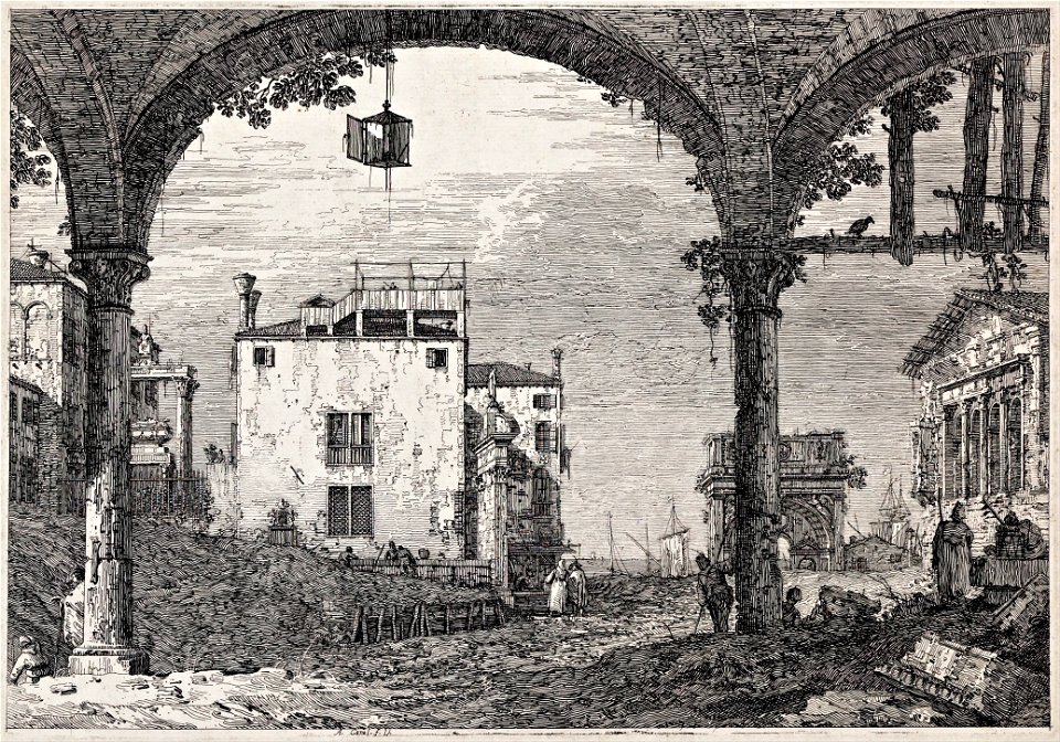 Giovanni Antonio Canal, il Canaletto - The portico with a lantern - from the series 'Vedute' (Views) - Google Art Project