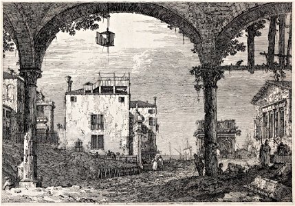 Giovanni Antonio Canal, il Canaletto - The portico with a lantern - from the series 'Vedute' (Views) - Google Art Project