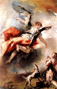 Giovanni Antonio Guardi - The Angel Appears to Tobias - WGA10894. Free illustration for personal and commercial use.
