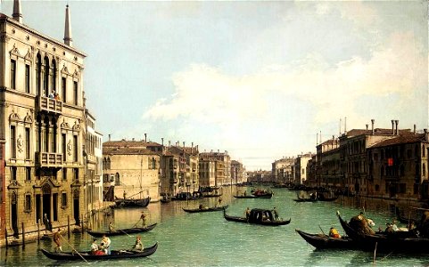 Giovanni Antonio Canal, il Canaletto - Venice - The Grand Canal, Looking North-East from Palazzo Balbi to the Rialto Bridge - WGA03851
