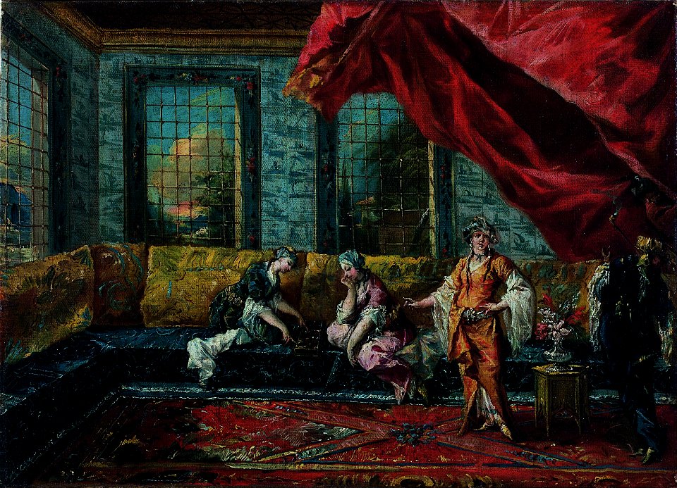 Giovanni Antonio Guardi; Francesco Guardi - Two Odalisques Playing Mancala in the Harem - Google Art Project