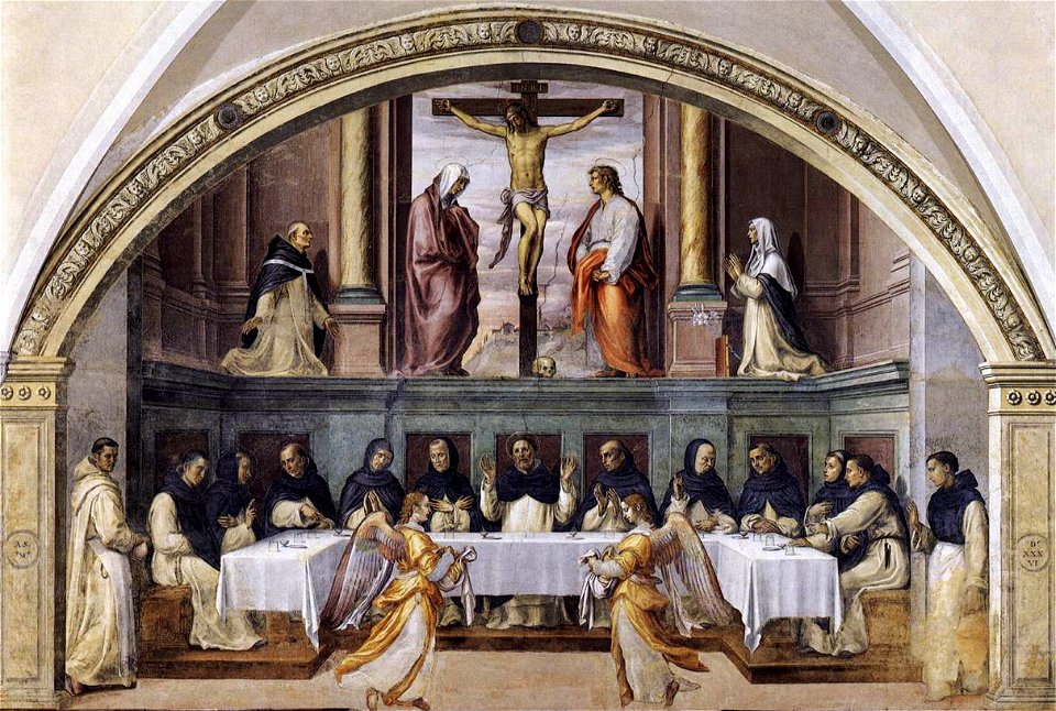 Giovanni antonio sogliani, san domenico e i frati serviti dagli angeli