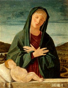 Giovanni Battista Cima da Conegliano (c.1459-1517) - The Madonna Adoring the Sleeping Christ Child - 597918 - National Trust. Free illustration for personal and commercial use.