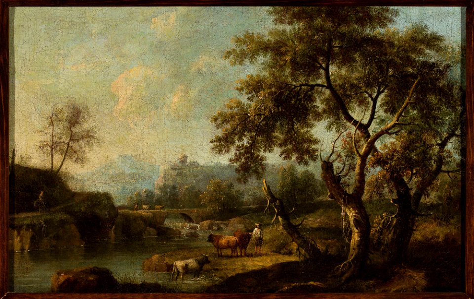 Giovanni Battista Cimaroli - Mountain landscape with cattle at the waterhole - M.Ob.1383 MNW - National Museum in Warsaw