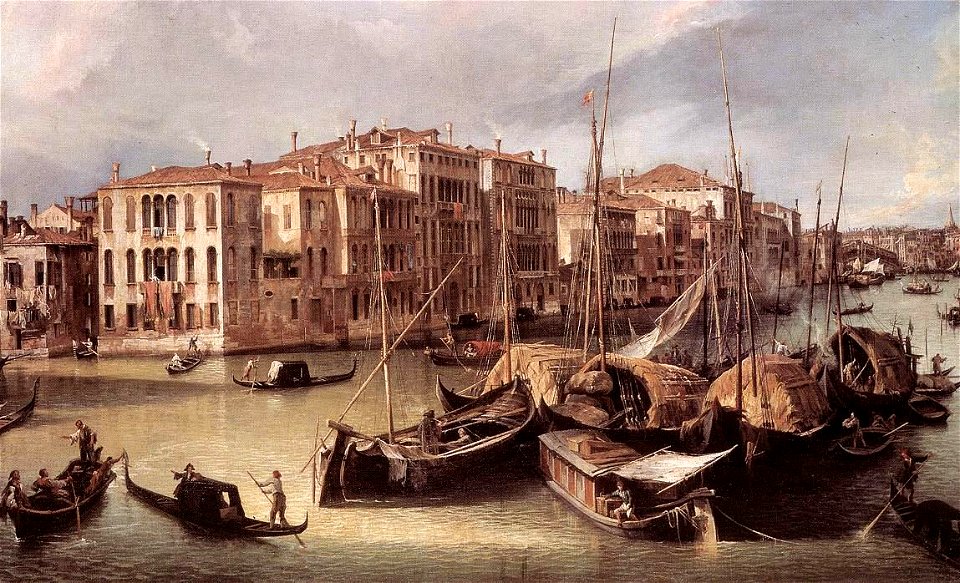 Giovanni Antonio Canal, il Canaletto - Grand Canal - Looking North-East toward the Rialto Bridge (detail) - WGA03857