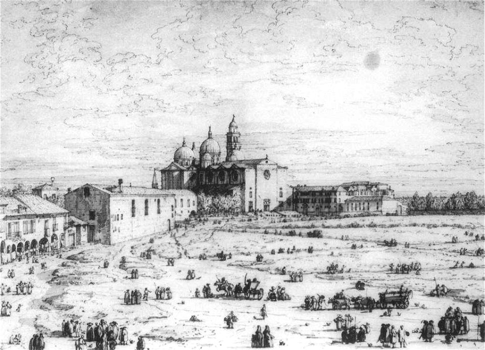 Giovanni Antonio Canal, il Canaletto - Padua - The Prato della Valle with Santa Giustinia and the Church of Misericordia (sheet 1) - WGA03982