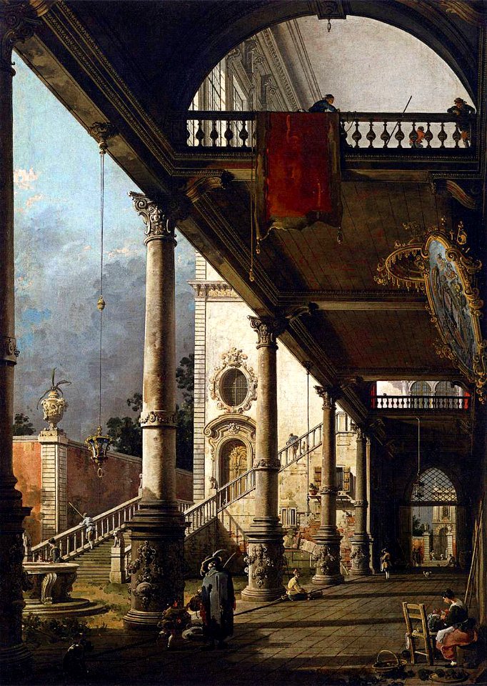 Giovanni Antonio Canal, il Canaletto - Perspective View with Portico - WGA03965FXD