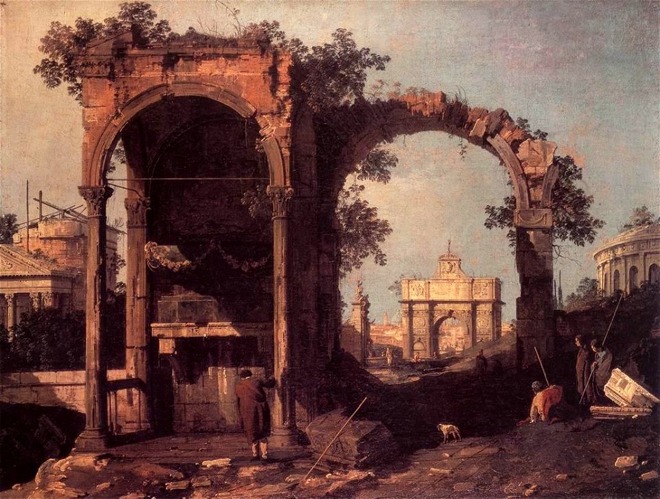 Giovanni Antonio Canal, il Canaletto - Capriccio - Ruins and Classic Buildings - WGA03900