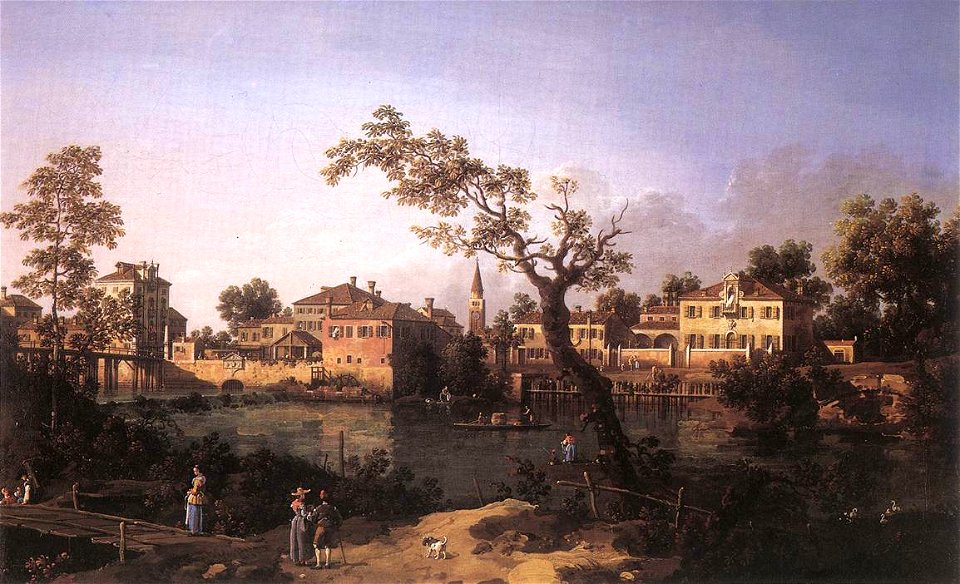 Giovanni Antonio Canal, il Canaletto - View of a River, Perhaps in Padua - WGA03933
