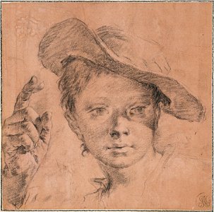 Giovanni Battista Piazzetta - Portrait of a Boy Pointing with Raised Right Hand, c. 1740-1745 - Google Art Project. Free illustration for personal and commercial use.