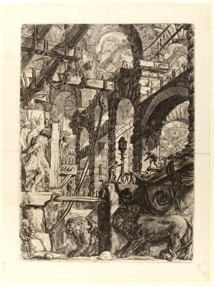 Giovanni Battista Piranesi - Le Carceri d'Invenzione - Second Edition - 1761 - 05 - The Lion Bas-Reliefs