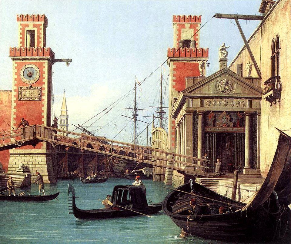 Giovanni Antonio Canal, il Canaletto - View of the Entrance to the Arsenal (detail) - WGA03896