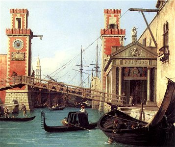 Giovanni Antonio Canal, il Canaletto - View of the Entrance to the Arsenal (detail) - WGA03896