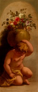 Giovanni Antonio Pellegrini (Venice 1675-Venice 1741) - Putto Bearing a Vase of Flowers - RCIN 405479 - Royal Collection. Free illustration for personal and commercial use.