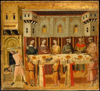 Giovanni Baronzio - The Feast of Herod and the Beheading of the Baptist. Free illustration for personal and commercial use.