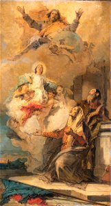 Giovanni Battista Tiepolo - God de Vader zendt de Maagd Maria aan haar ouders Joachim en Anna. Free illustration for personal and commercial use.