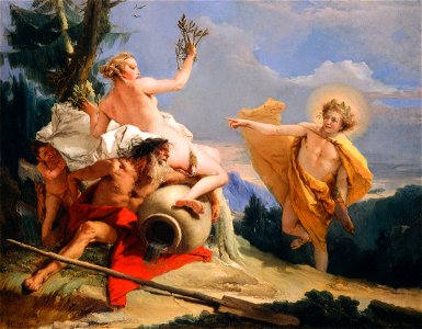 Giovanni Battista Tiepolo - Apollo Pursuing Daphne, 1755-1760. Free illustration for personal and commercial use.