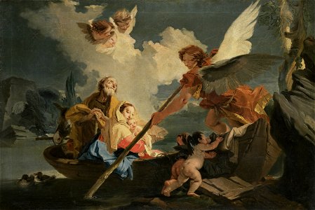 Giovanni Battista Tiepolo - De vlucht naar Egypte. Free illustration for personal and commercial use.