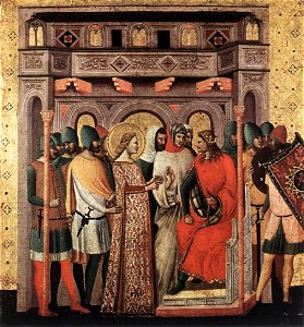 Giovanni Baronzio - Scenes from the Life of St Colomba (St Colomba before the Emperor) - WGA23899