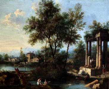 Giovanni Battista Cimaroli (1687-1771) - Landscape with Figures by Classical Ruins - 108839 - National Trust