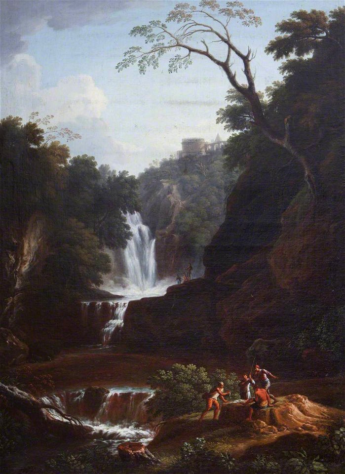 Giovanni Battista Busiri (1698-1757) - Capriccio of a Waterfall with the Tomb of Cecilia Metella - 1401158 - National Trust