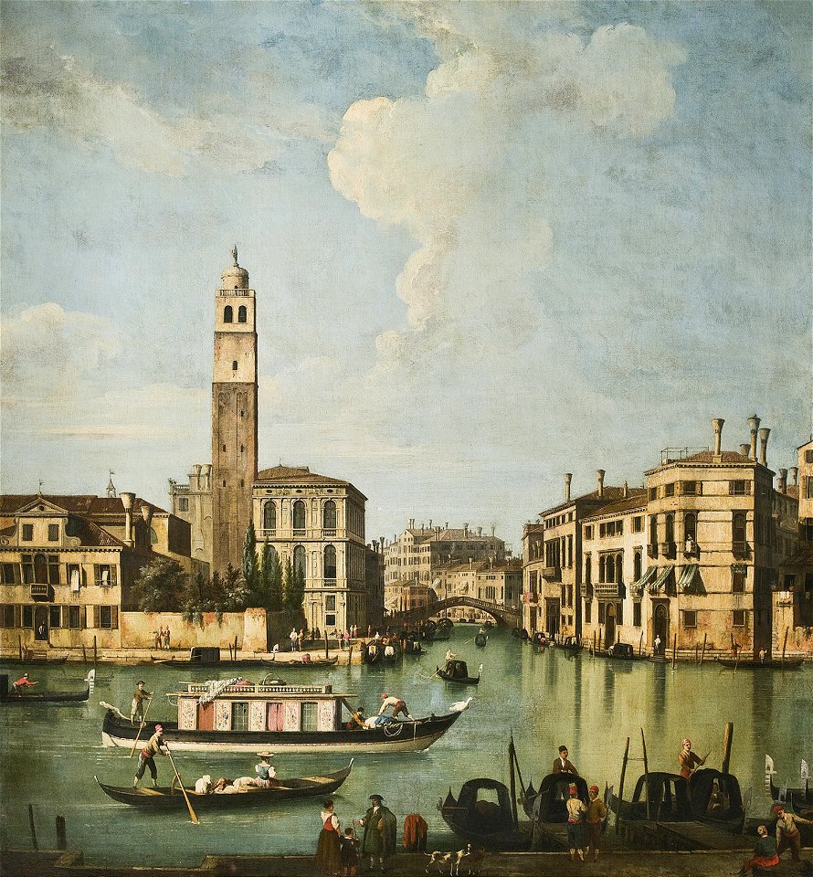 Giovanni Battista Cimaroli A View of the Canal Grande with San Geremia, Palazzo Labia and the Entrance