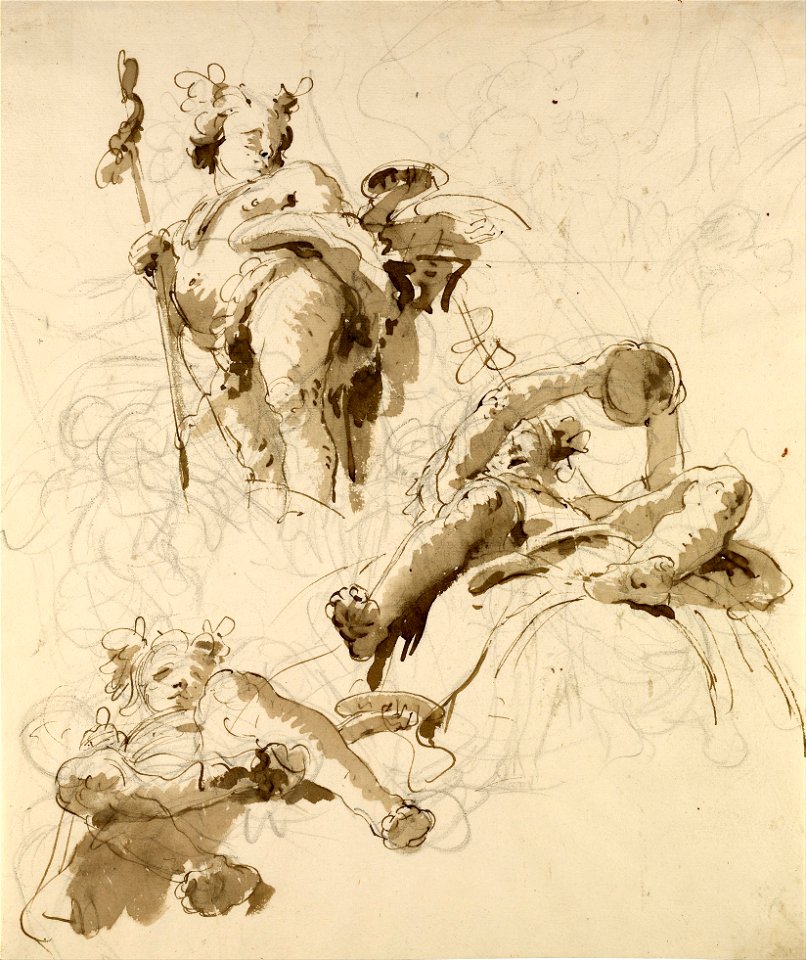 Giovanni Battista Tiepolo - Three Studies of the God Bacchus - Google Art Project