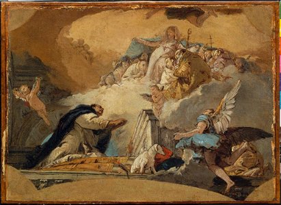 Giovanni Battista Tiepolo - The Virgin Receiving the Prayers of Saint Dominic - 1976.765 - Museum of Fine Arts. Free illustration for personal and commercial use.