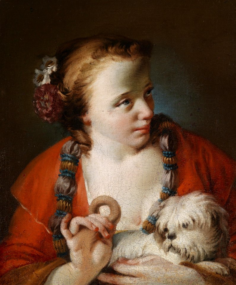 Giovanni Battista Piazzetta (attr) Junge Frau mit Hündchen