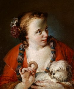 Giovanni Battista Piazzetta (attr) Junge Frau mit Hündchen