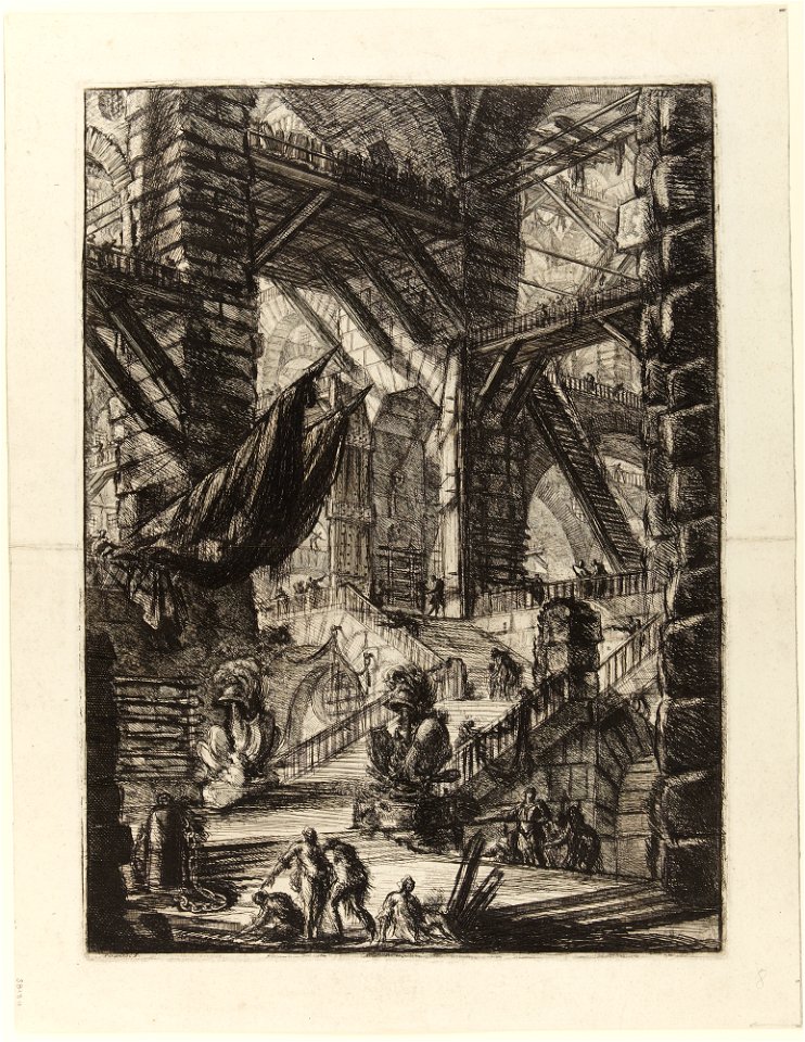 Giovanni Battista Piranesi - Le Carceri d'Invenzione - Second Edition - 1761 - 08 - The Staircase with Trophies