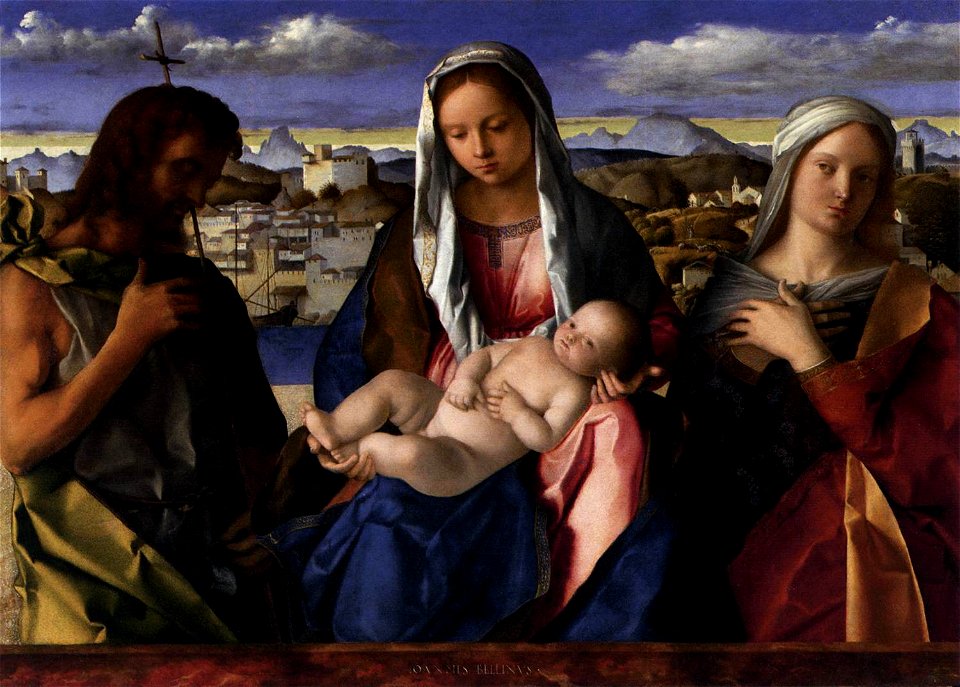 Giovanni Bellini - Madonna and Child with St John the Baptist and a Saint - WGA1750