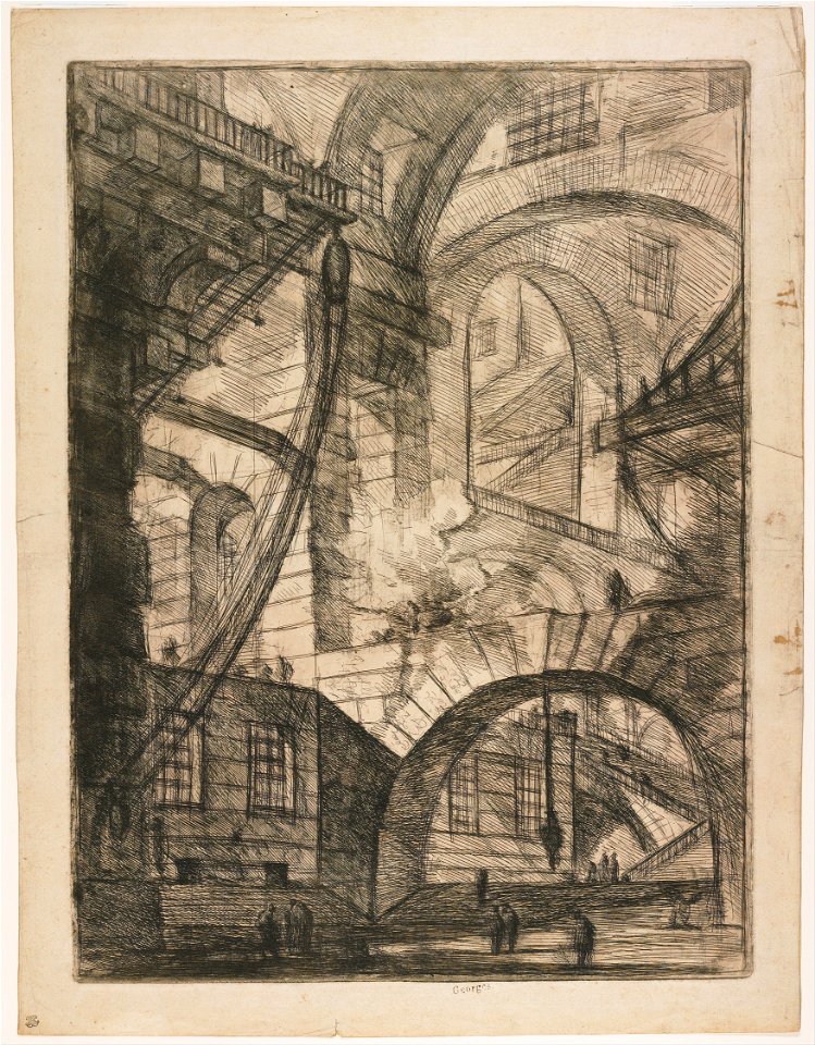 Giovanni Battista Piranesi - Perspective of Arches, with a Smoking Fire, Plate 6 from Carceri d'Invenzione - Google Art Project