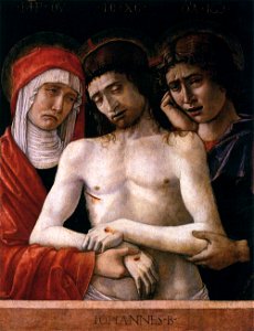 Giovanni Bellini - Dead Christ Supported by the Madonna and St John (Pietà) - WGA01626. Free illustration for personal and commercial use.