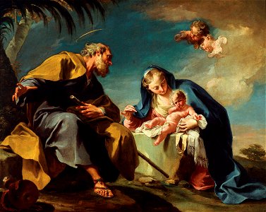 Giovanni Battista Pittoni - The Rest on the Flight into Egypt - WGA17975. Free illustration for personal and commercial use.