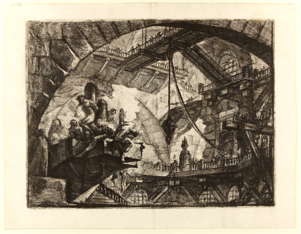 Giovanni Battista Piranesi - Le Carceri d'Invenzione - Second Edition - 1761 - 10 - Prisoners on a Projecting Platform