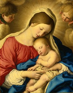 GIOVANNI BATTISTA SALVI THE MADONNA AND CHILD WITH TWO PUTTI