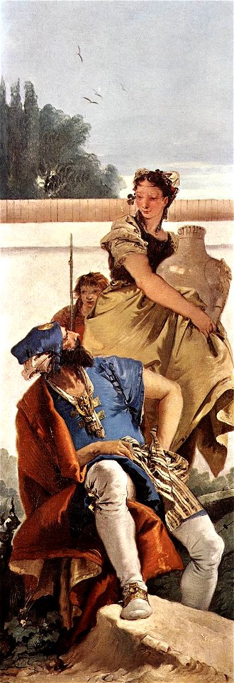 Giovanni Battista Tiepolo - A Seated Man and a Girl with a Pitcher - WGA22348