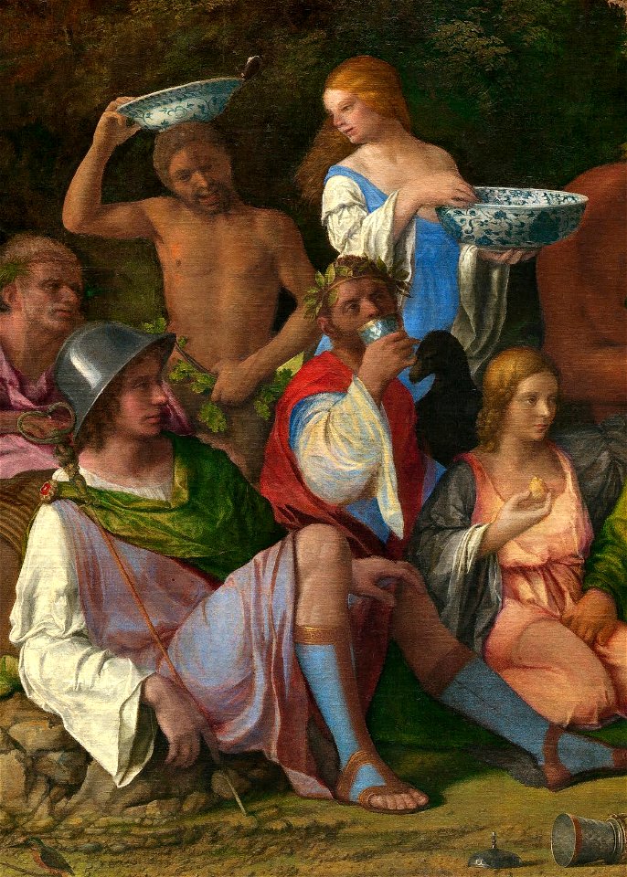 Giovanni Bellini and Titian - The Feast of the Gods Detail- Mercury & Chinese porcelain